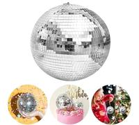 Palla da discoteca argentata, sfera glitterata a specchio resistente con frammenti riflettenti di alta qualità, ideale for DJ, locali for feste, piste da ballo, decorazioni(50cm)