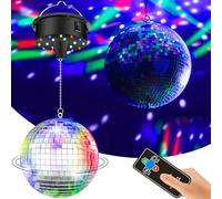 Palla da discoteca con 4 luci colorate e 18 perline LED creare discoteca effetti di Luce,motore rotante a 6 giri/min alimentato a batteria, sfera stroboscopica da 6 pollici