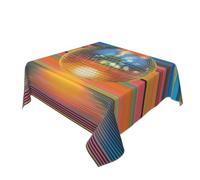 Palla da discoteca con colori vivaci tovaglia lavabile tavolo da pranzo copritavolo decorativo per cucina 152,4 x 152,4 cm