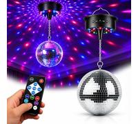 Palla da Discoteca con Motore e Luce, Disco Ball, 30 Perle LED e 6 Colorate | 20CM Palla Discoteca, Sfera da Discoteca con Telecomando, Regolabile 3-8 Giri/Min per Discoteca, Festa ed Effetti Luminosi