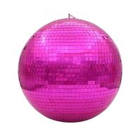 Palla Da Discoteca Sfera da discoteca a specchio Luce da palco Sfera di vetro rotante Decorazioni for feste Ktv Bar Dj Illuminazione Riflessione Sfera a specchio colorata(Pink,Diameter 15cm 5.9in)
