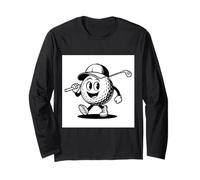 Palla da Golf Sorridente del Fumetto con Il Regalo del Club e del Cappello per i Golfisti Maglia a Manica