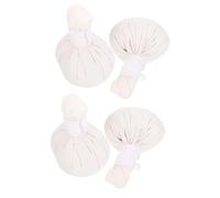 Palla da Massaggio Ayurveda 4 Pezzi in Cotone Bianco, 8x7x7cm | Stile Thai, Controllo Manuale, Uso su Collo e Articolazioni, per Recupero Post Allenamento e Saloni Estetici