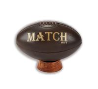 Palla da rugby tradizionale in pelle con supporto, regalo tradizionale, trofeo e premio, con supporto - RAM Rugby Original - India Leather - fatto a mano