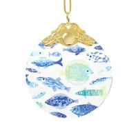 Palla decorativa del pendente di vetro di vita dell'oceano, ornamento rotondo a 3 pollici per l'esposizione di Natale della vendita al dettaglio