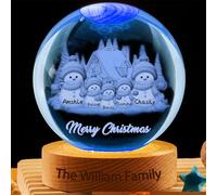 Palla di cristallo personalizzata con pupazzo di neve, ornamento con luce a LED, con nomi di famiglia, pupazzo di neve, sfera di cristallo per la decorazione della casa, per bambini, nonna, mamma,