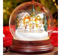 Palla di cristallo personalizzata con pupazzo di neve, ornamento con luce LED, con nomi di famiglia, pupazzo di neve, sfera di cristallo per la decorazione della casa, per bambini, nonna, mamma, nonno