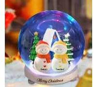 Palla di cristallo personalizzata con pupazzo di neve, sfera di cristallo di neve personalizzata con testo personalizzato per cognome, luce notturna di Natale, luci a LED per Natale (B Crystal