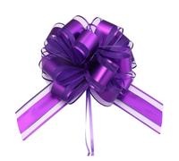 Palla di fiori con tirante a nastro da 2 pezzi/lotto Per Feste E Banchetti | Fiore colorato da tirare a mano in filato di neve grande for la decorazione della festa nuziale(Purple)