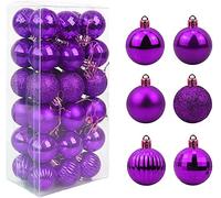 Palla Di Natale Da Appendere, 36 Pezzi Di Palline Di Natale Assortiti Set Di Infrangibili Decorazioni Per Alberi Di Natale Decorazione Da Appendere Ciondolo Decorazione Festa (Viola)