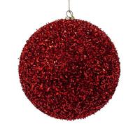 Palla di Natale Gigante Ø 12 cm in Plastica TINSEL LUCIDA Glitter ROSSO Infrangibile Resistente Ai Raggi UV in Foil per Esterno Decorazioni Negozio, Vetrina, Luminarie Esterna (20 cm)