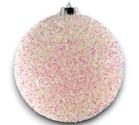 Palla di Natale Gigante in Plastica TINSEL LUCIDA Glitter Bianca Infrangibile Resistente Ai Raggi UV in Foil per Esterno Decorazioni Negozio, Vetrina, Luminarie Esterna (1, Bianca, 25 Cm)