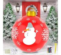 Palla di Natale Gonfiabile Gigante con Luce LED 60cm, Decorazione Esterna per Natale