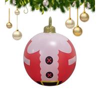 Palla Di Natale Gonfiabile - Struttura Gigante In PVC Da 24 Pollici, Motivo Rosso Verde Lucido, Grande Ornamento Festivo Da Giardino, Decorazione A Natalizia Leggera E Appesa | Per Balaustre