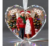 Palla di Natale personalizzata - Il nostro primo Natale - Decorazione in vetro personalizzato con nome e data - regalo per coppie, matrimonio, fidanzamento o nuova casa, a forma di cuore