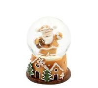Palla di neve Babbo Natale su base con accenti di pan di zenzero, L/L/H/Ø sfera 4,8 x 4,8 x 6,5 cm, diametro 4,5 cm, pane