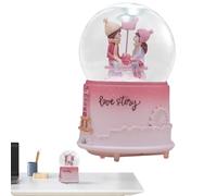 Palla di neve con carillon - Palla di neve con coppia illuminata da 8,5x13,5 cm, sfera di con notturne a LED a forma di cartone animato, regalo in vetro resina dipinto a mano per donne