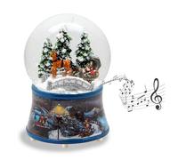 Palla di neve con carrozza sopra il ponte | Base paesaggio invernale pattinatori sul ghiaccio | con carillon | A: 14 cm L: 10 cm | Palla da agitare | 20257