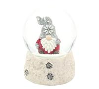 Palla di neve di Natale con berretto grigio su base bianca, sfera 6,5 x 6,5 x 8,8 cm Ø 6,5 cm