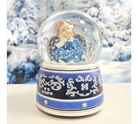 Palla di neve natalizia con angelo con ali, base con ornamenti, con carillon, altezza: 140 mm, larghezza: 100 mm, 20030 (angelo blu sognato)