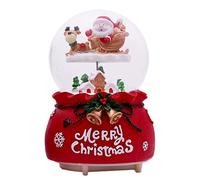 Palla di neve natalizia con carillon con Babbo Natale che cavalca un alce, carillon natalizio con palla di neve, cambia colore, alimentata a batteria, illuminata da tavolo, lanterna a sfera di