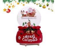 Palla di neve natalizia con carillon con Babbo Natale che cavalca un alce, carillon natalizio con palla di neve, cambia colore, alimentata a batteria, illuminata da tavolo, lanterna a sfera di