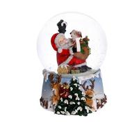 Palla di vetro con carillon babbo azzurro cm 10x11xh14,5