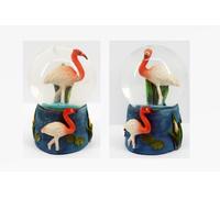 Palla Di Vetro Miniatura Con Flamingo 2X Animale Glitterato