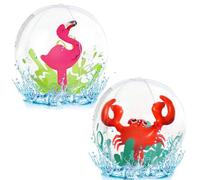 Palla Gonfiabile Spiaggia, Palla Gonfiabile Piscina, 2 Pezzi, Fenicottero E Granchio, per Bambini et Adulti, per Feste in Piscina in Spiaggia Estiva,Giocattoli da Spiaggia