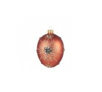 Palla Natale vetro ovale L'Oca Nera decorata rame 8 cm 1XM812.13