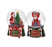 Palla neve sfera globo babbo Natale carillon vetro base resina decoro addobbo