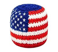 Palla patriottica a stelle e strisce, leggera, colore rosso, bianco e blu, palline decorative multiuso fatte a mano, corda macramè per il giorno dell'indipendenza, decorazione per la casa