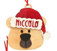 Palla Personalizzata Natale Orsetto Babbo Natale Con Nome, Pallina Natalizia con nome, Palla Per Albero Di Natale Personalizzabile Artigianale