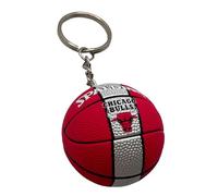 Palla Portachiavi Compatibile con NBA Bulls Color Fuxia e Argento Basket Gadget Accessori Idea Regalo Uomo Donna Bambino Ciondolo Creativo 3D