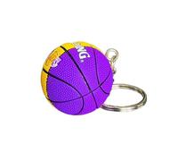 Palla Portachiavi Compatibile con NBA Lakers Color Giallo e Viola Sport Basket Gadget Accessori Zaino Idea Regalo Uomo Donna Bambino Ciondolo Creativo 3D