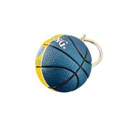 Palla Portachiavi Compatibile NBA Grizzlies Blu Notte e Giallo Sport Basket | Ciondolo Creativo 3D in PVC con anello in lega di zinco, Gadget, Accessori, Idea Regalo in bustina trasparente