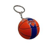 Palla Portachiavi Compatibile NBA Knicks Color Arancione e Blu Sport Basket | Ciondolo Creativo 3D in PVC con anello in lega di zinco, Gadget, Accessori, Idea Regalo in bustina trasparente