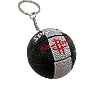 Palla Portachiavi Compatibile NBA Rockets Color Nero e Argento Sport Basket | Ciondolo Creativo 3D in PVC con anello in lega di zinco, Gadget, Accessori, Idea Regalo in bustina trasparente