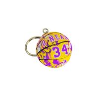 Palla Portachiavi Shaq Compatibile con NBA 34 Lakers Color Giallo e Viola Sport Basket Gadget Accessori Idea Regalo Uomo Donna Bambino Ciondolo Creativo 3D