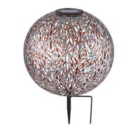 Palla solare luci da esterno lampada solare a sfera da giardino, punzonature decorative, argento antico oro, batteria LED, DxH 27 x 38 cm
