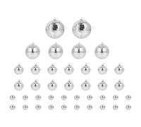 Palla Specchio Decorativa 40 Pezzi, Vetro Argento Riflettente | Design Classico, Riflessi Vividi, Anello per Sospensione, per Ingresso, Celebrazione Nuziale, Set Completo