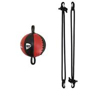 Palla Tesa Francese Omega Speed Ball Pera Boxe Pugilato Green Hill Vera Pelle (Palla + Elastici, Colore Palla Nero/rosso)