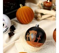 Palla teschio Halloween set 9 palline dipinte in plastica per albero decorazione