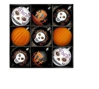 Palla teschio Halloween set 9 palline dipinte in plastica per albero decorazione