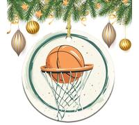Pallacanestro che passa attraverso la rete per albero di Natale, ornamenti da appendere, 2 pezzi, 7,2 cm, rotondi su entrambi i lati
