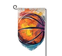 Pallacanestro Colorato Schizzo Piacere Giardino Bandiere Verticali Doppio Lato Casa Bandiera 30,5 x 45,7 cm Primavera Estate Stagionale Bandiera Vacanze Casale