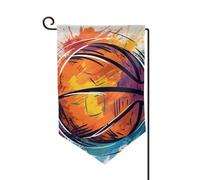 Pallacanestro Colorato Schizzo Piacere Giardino Bandiere Verticali Doppio Lato Casa Bandiera 30,5 x 45,7 cm Primavera Estate Stagionale Bandiera Vacanze Casale