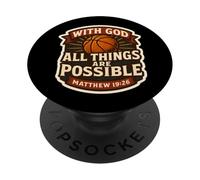 Pallacanestro con Dio Tutte le cose sono possibili Matteo 19:26 PopSockets PopGrip Adesivo