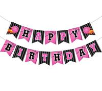 Pallacanestro Decorazioni di compleanno Ragazza Rosa Pallacanestro Buon Compleanno Banner Slam Dunk Decorazioni per feste Sport Theme Banner per ragazze Adolescenti Bday Party