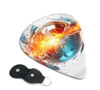 Pallacanestro Flames And Waterdrops Plettri per chitarra, 6 plettri per chitarra, stampa su entrambi i lati, per chitarra acustica, basso, ukulele, chitarra elettrica (0,46 mm, 0,71 mm, 0,96 mm)